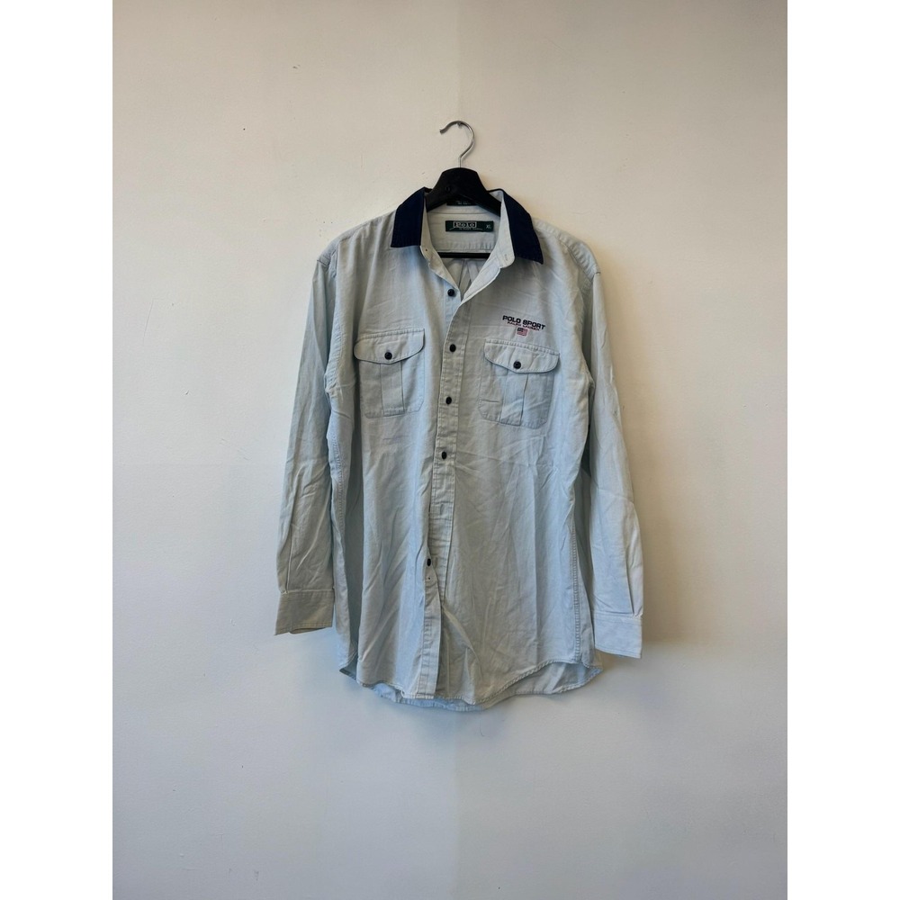 Vintage Polo Ralph Lauren Shirt XL Large‎ Polo Sport Logo Long Sleeve Cotton